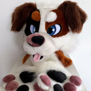 Brown Steet Dog Fursuit Head And Hand Paws