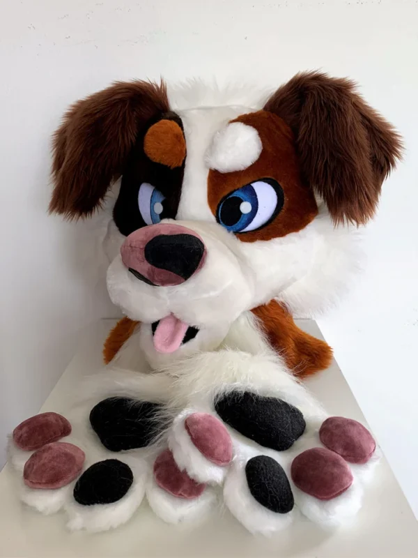 Brown Steet Dog Fursuit Head And Hand Paws