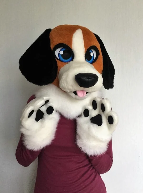 Beagle dog fursuit head, hand paws and tail 4"9 (145cm)-5"9 (176cm) - Image 4