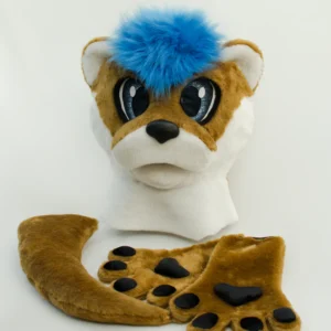 Otter fursuit head, hand paws, tail