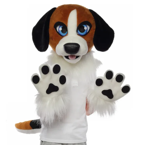 Beagle dog fursuit head and hand 